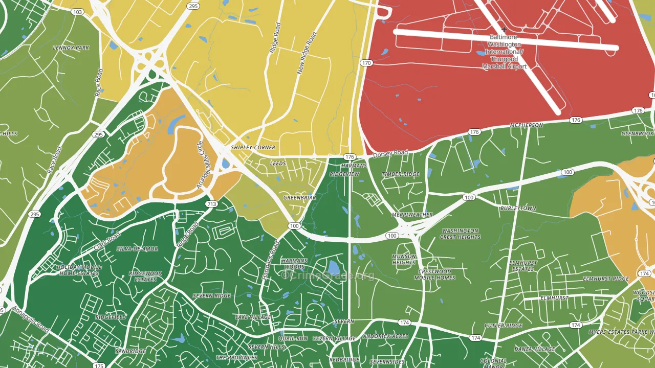 Harmans, MD Map of Robbery Rates