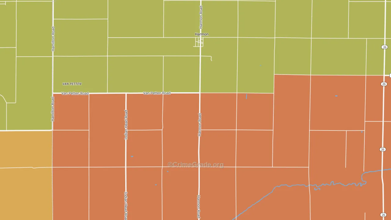 Harmon, IL Map of Robbery Rates
