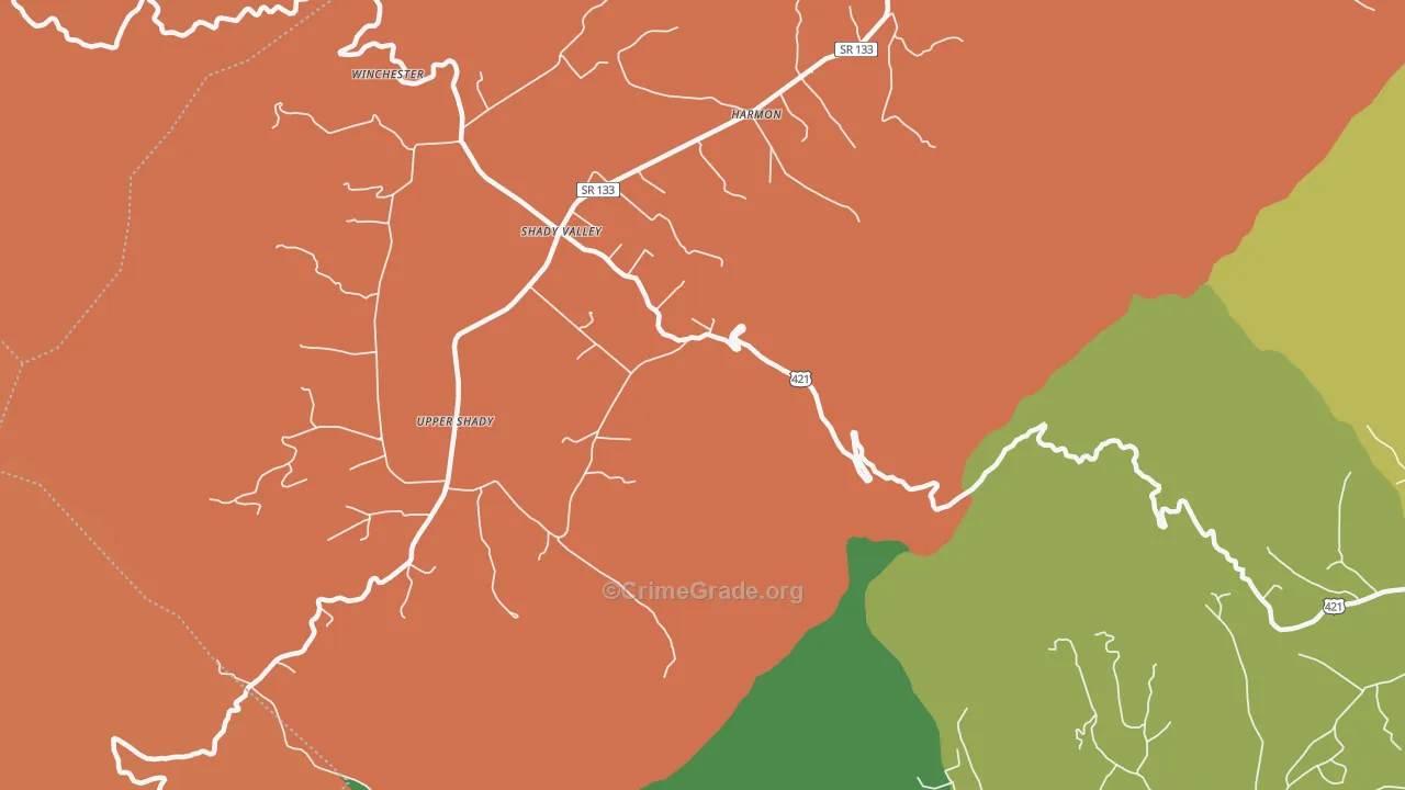 Harmon, TN Map of Robbery Rates