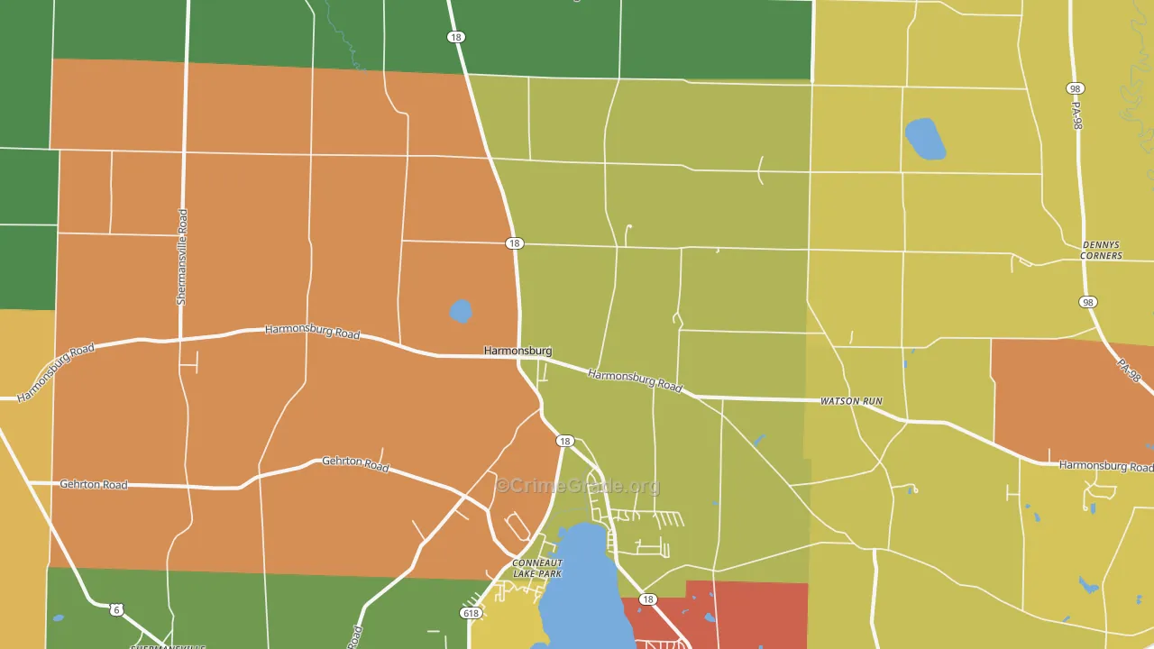 Harmonsburg, PA Map of Robbery Rates