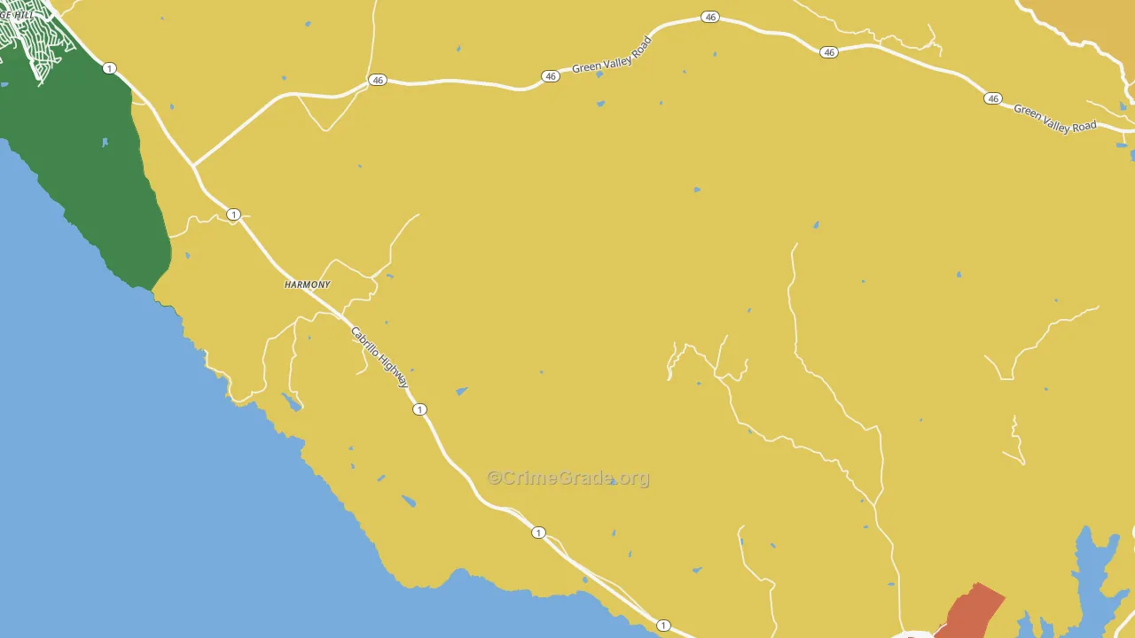 Harmony, CA Map of Robbery Rates