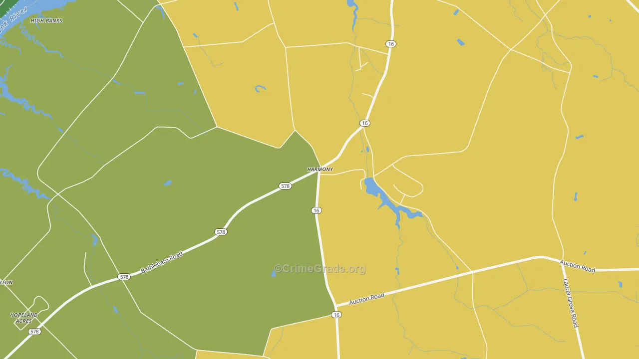 Harmony, MD Map of Robbery Rates