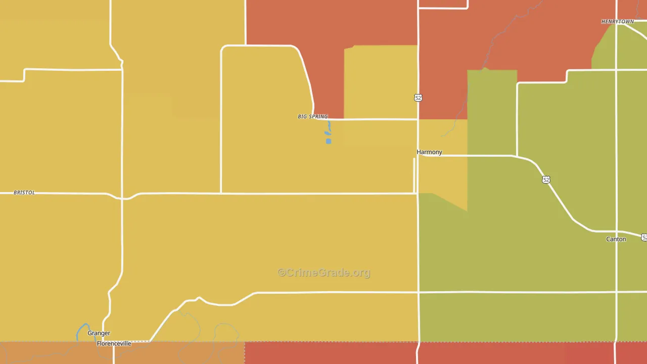 Harmony, MN Map of Robbery Rates