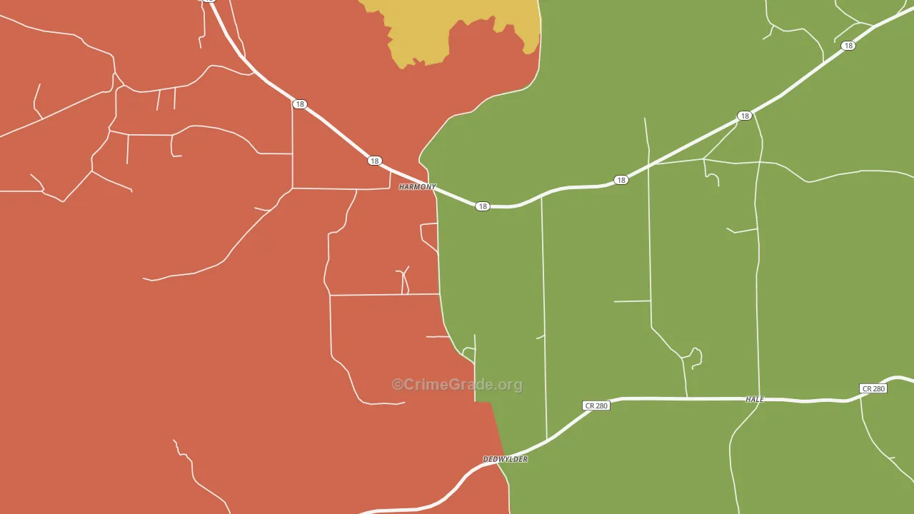 Harmony, MS Map of Robbery Rates