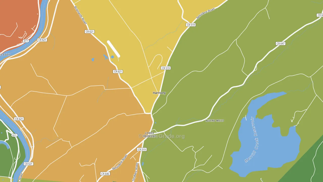 Harmony, NJ Map of Robbery Rates
