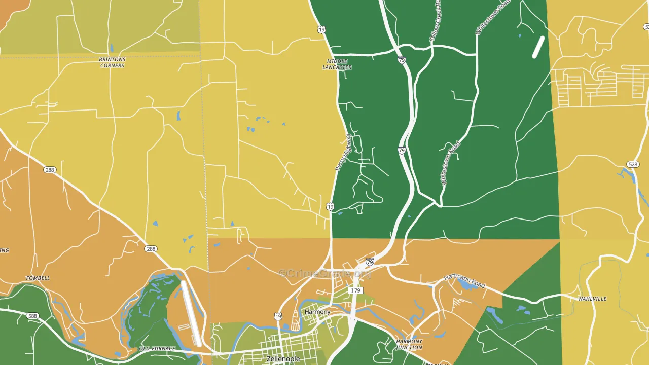 Harmony, PA Map of Robbery Rates