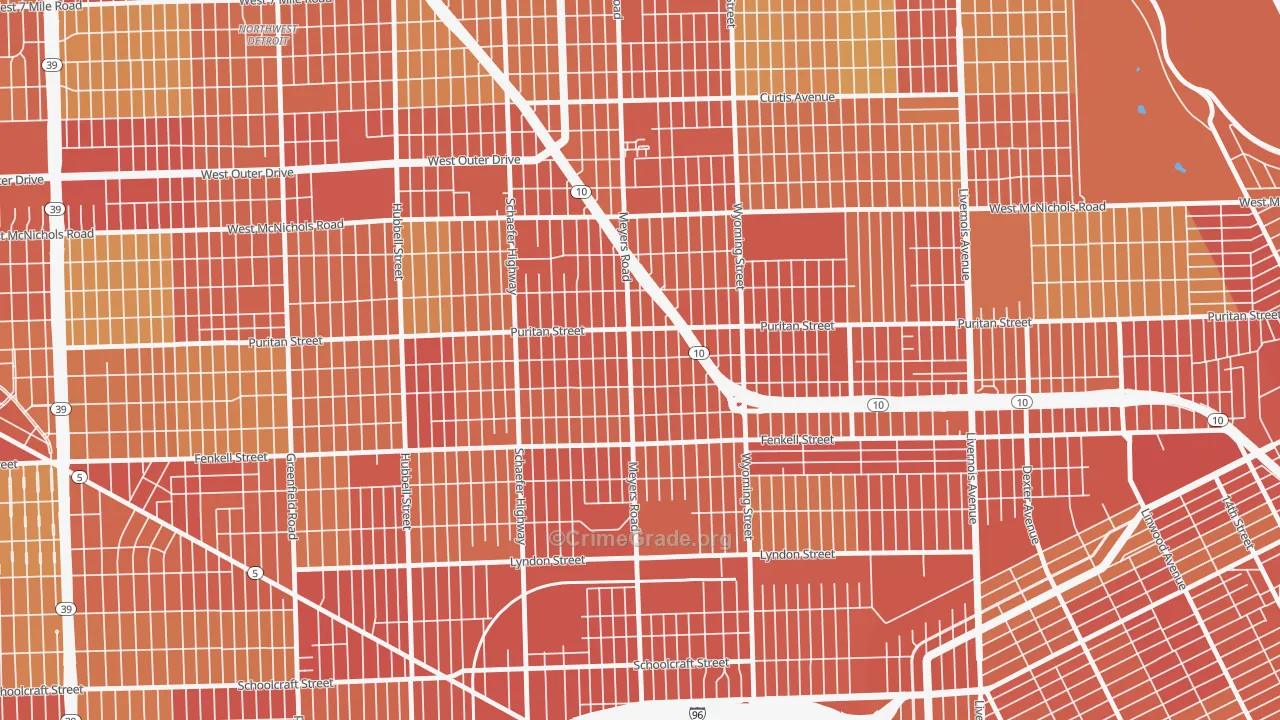 Harmony Village, Detroit, MI Map of Robbery Rates
