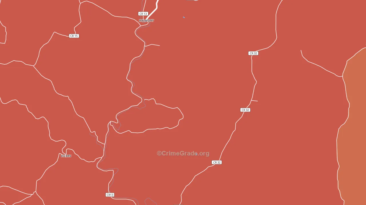 Harmony, WV Map of Robbery Rates