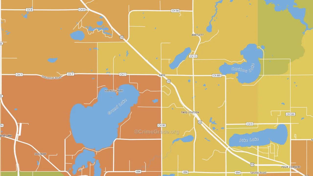 Harnell Park, MN Map of Robbery Rates