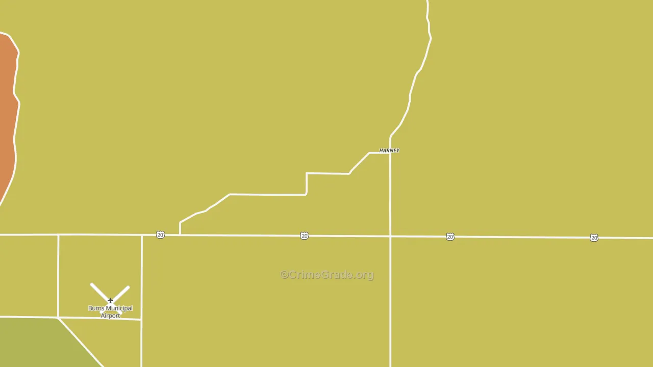 Harney, OR Map of Robbery Rates