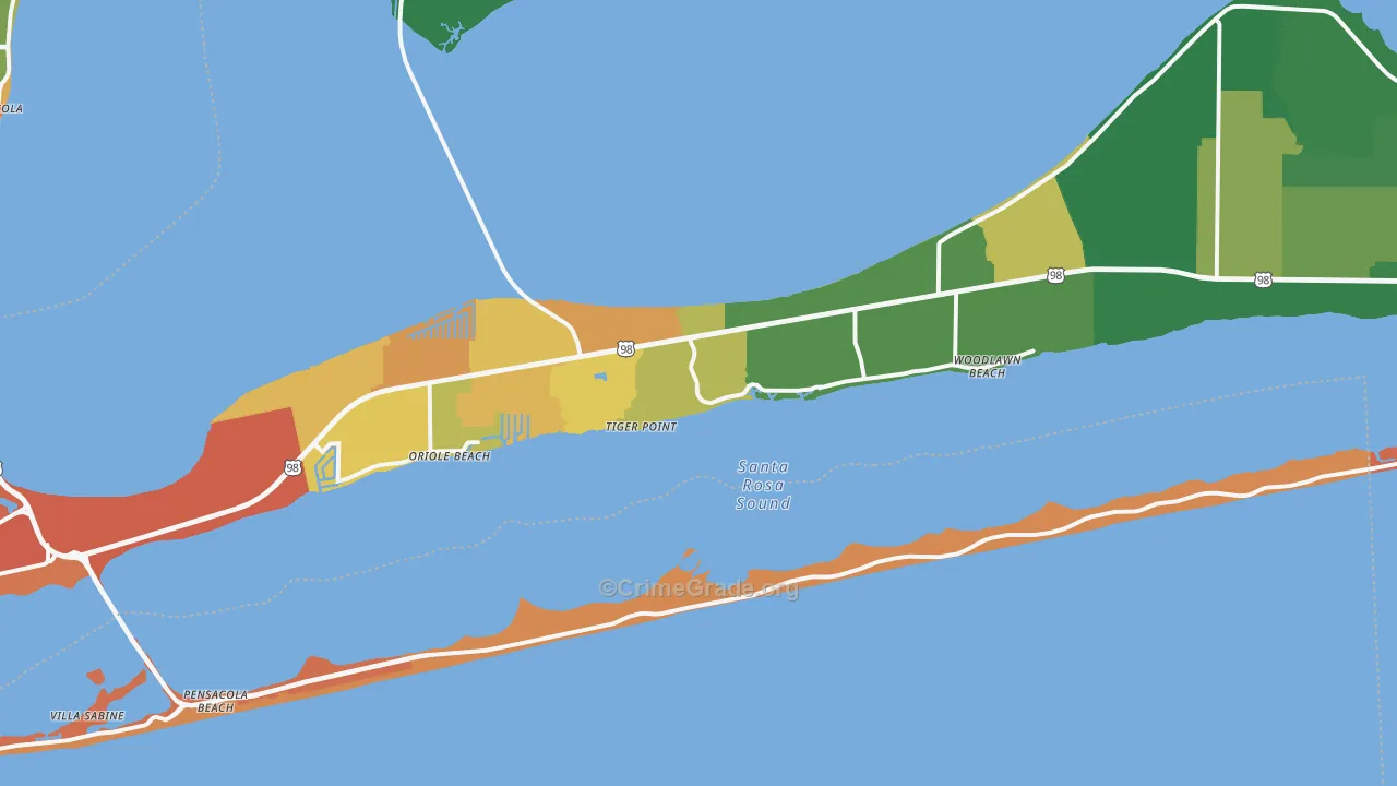 Harold, FL Map of Robbery Rates