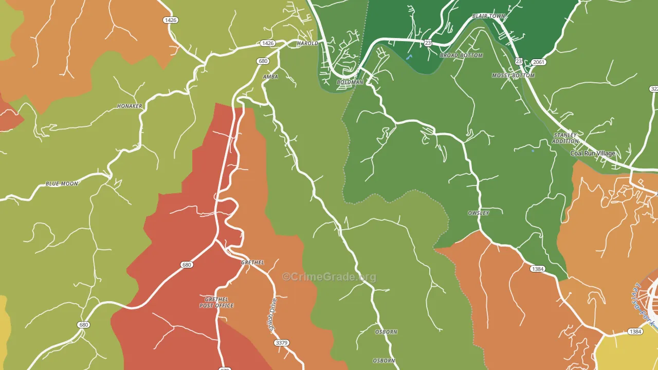 Harold, KY Map of Robbery Rates