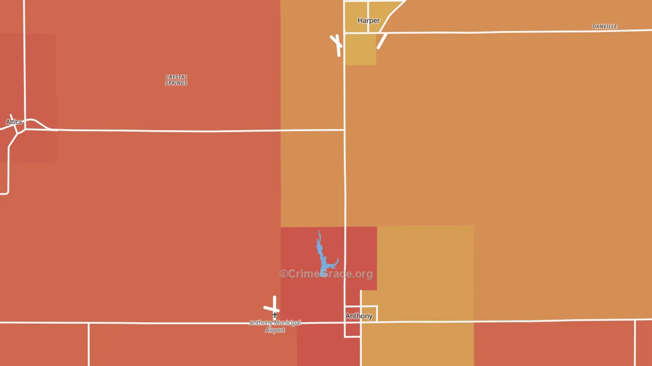 Harper County, KS Map of Robbery Rates