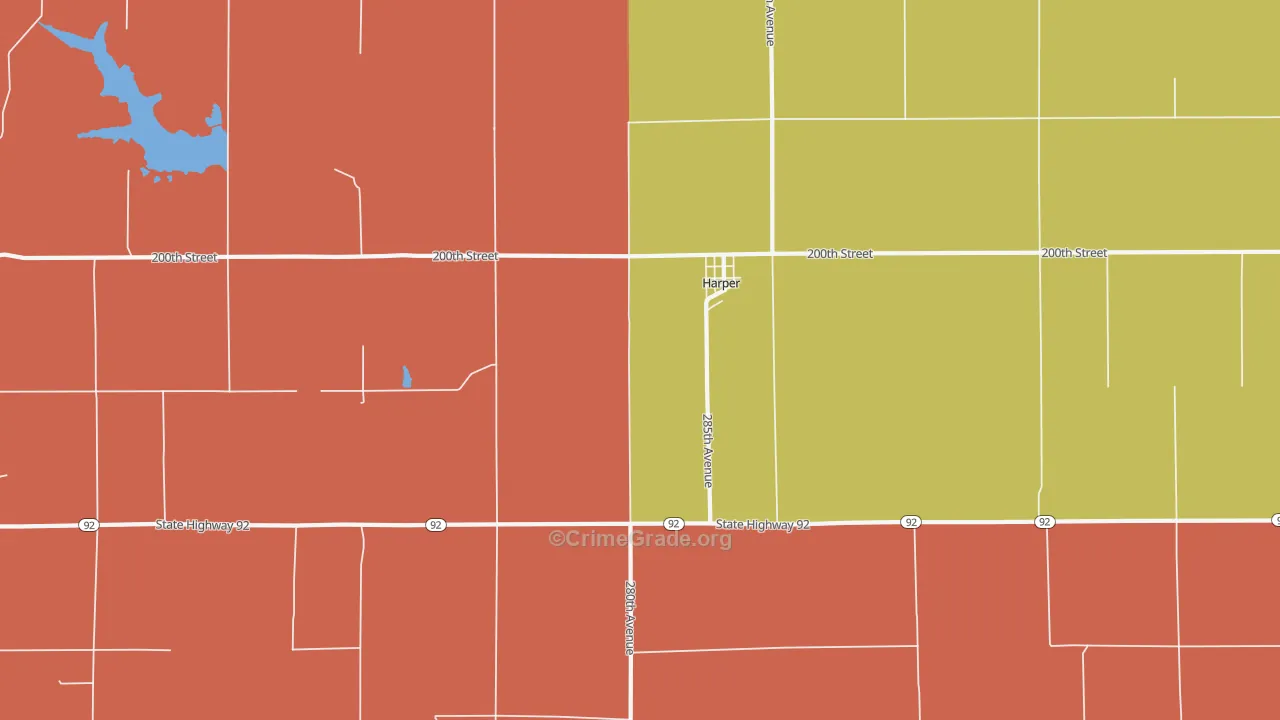 Harper, IA Map of Robbery Rates