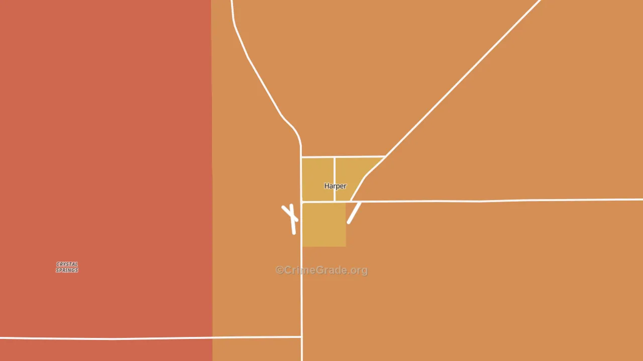 Harper, KS Map of Robbery Rates