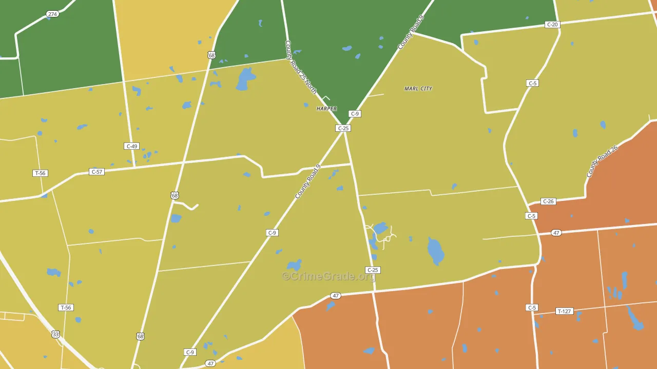 Harper, OH Map of Robbery Rates