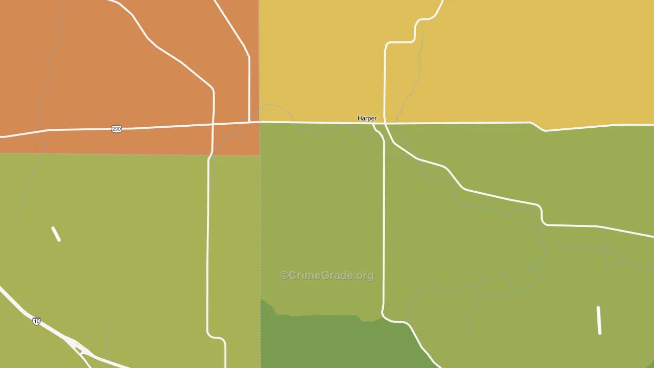 Harper, TX Map of Robbery Rates