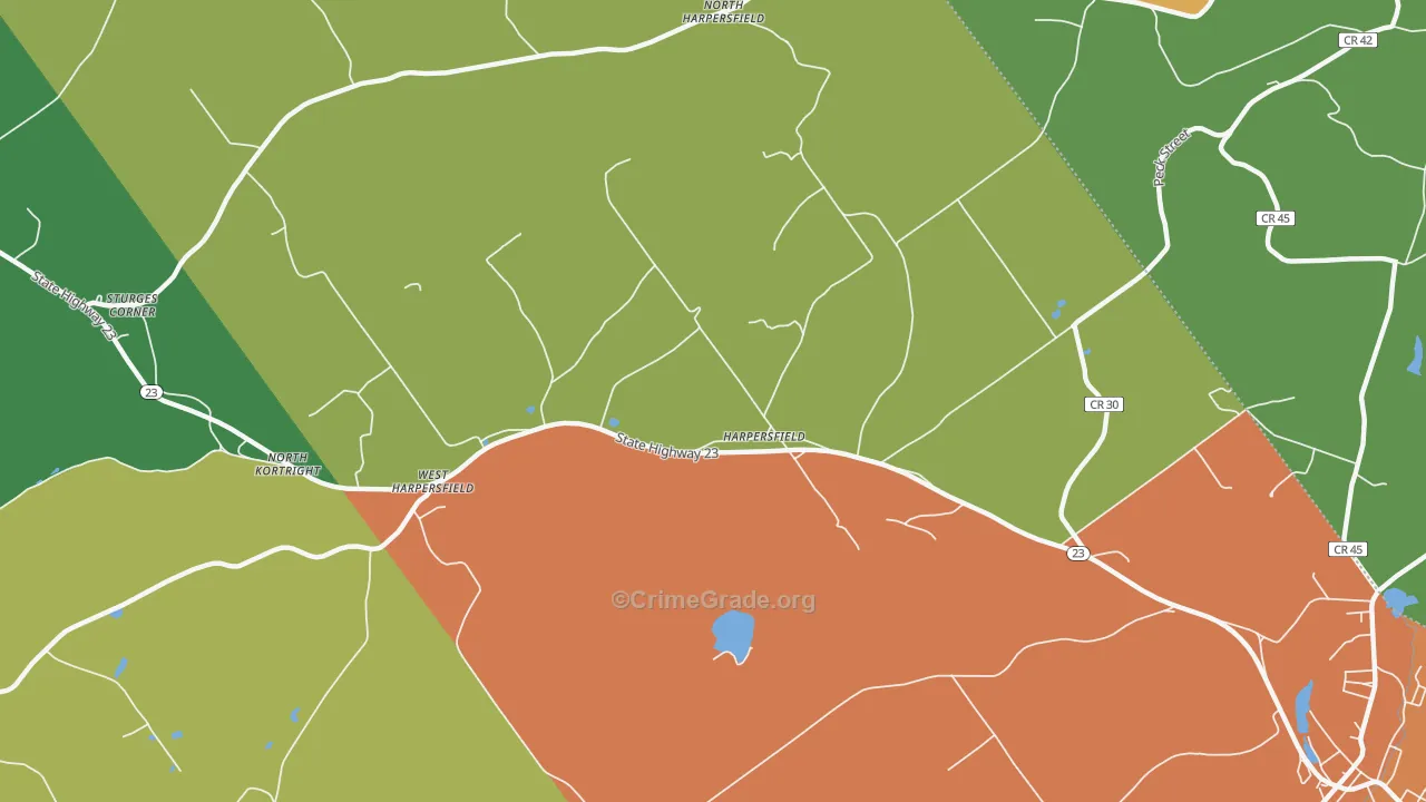 Harpersfield, NY Map of Robbery Rates