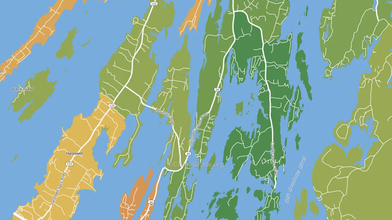 Harpswell, ME Map of Robbery Rates