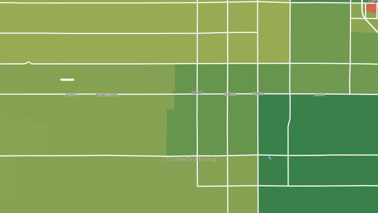 Harrah, WA Map of Robbery Rates