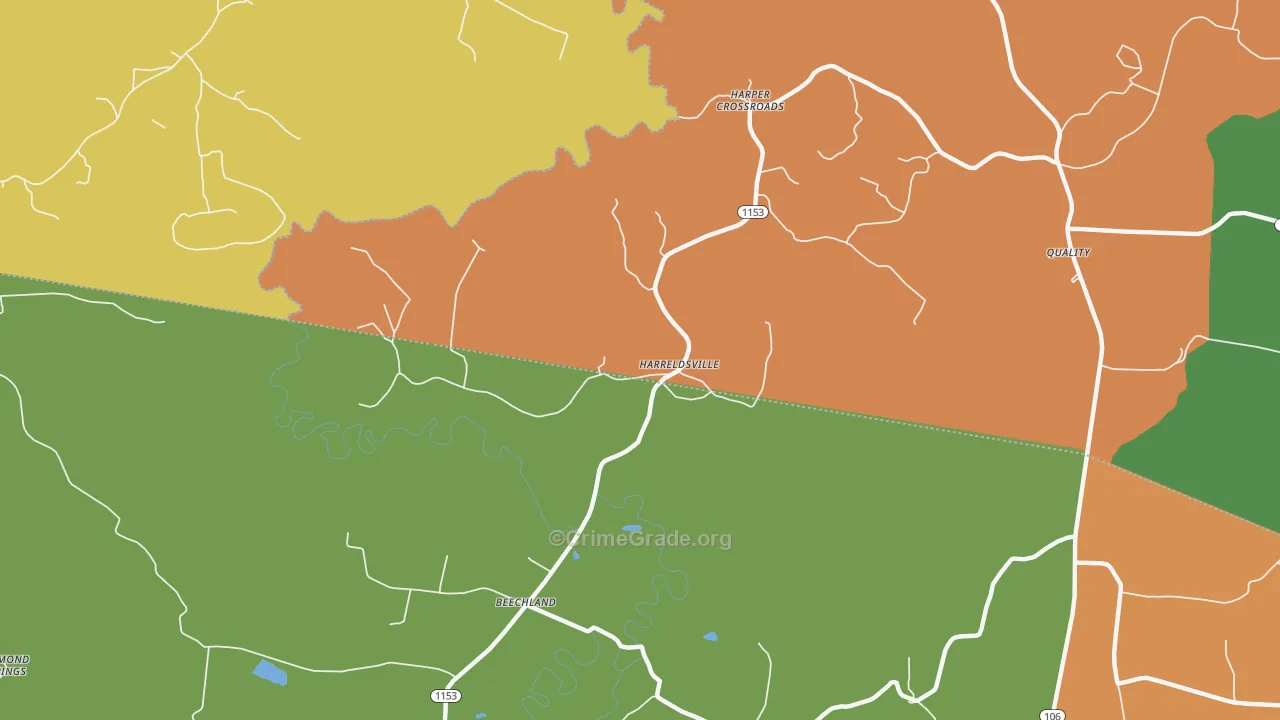 Harreldsville, KY Map of Robbery Rates