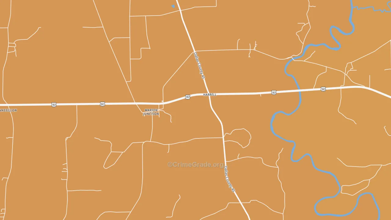 Harrell, AL Map of Robbery Rates