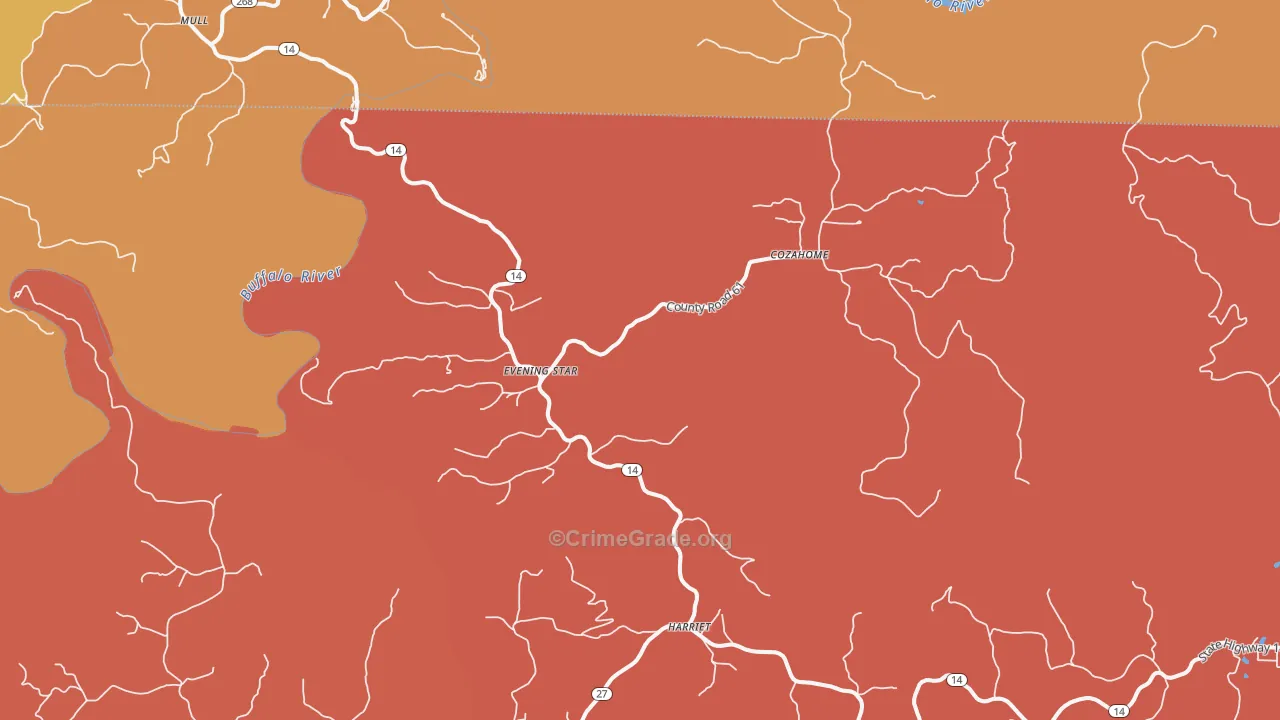 Harriet, AR Map of Robbery Rates