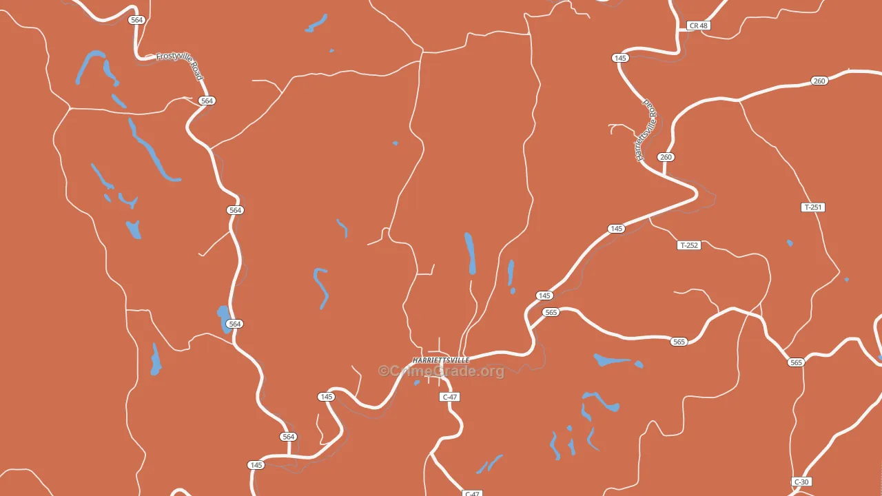 Harriettsville, OH Map of Robbery Rates