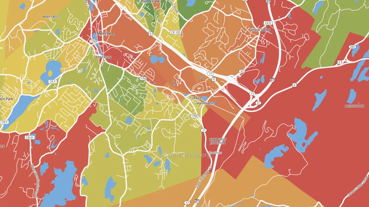 Harriman, NY Map of Robbery Rates