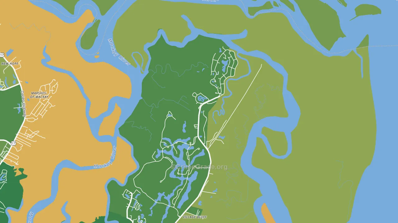 Harrington, GA Map of Robbery Rates