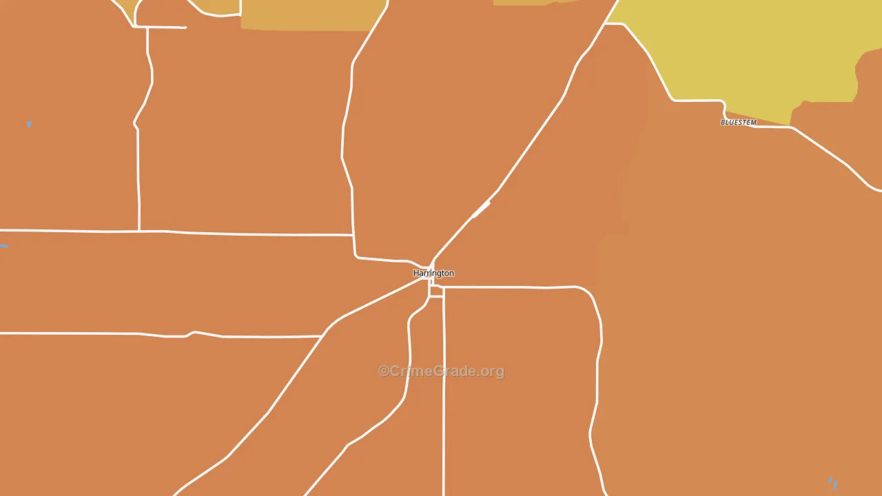 Harrington, WA Map of Robbery Rates