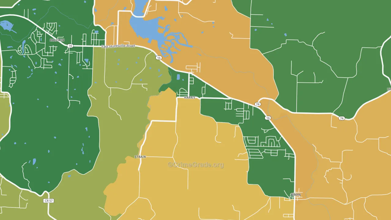 Harris, AR Map of Robbery Rates