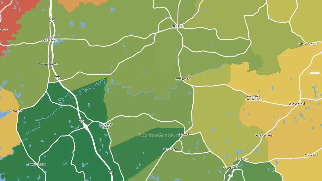 Harris County, GA Map of Robbery Rates