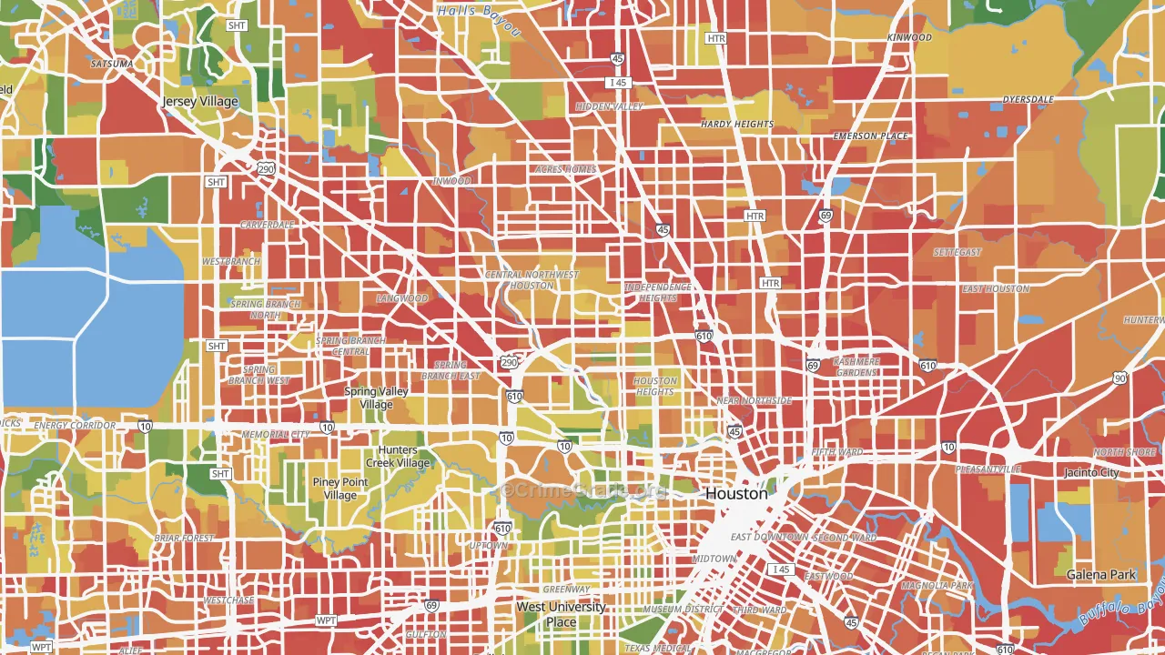Harris County, TX Map of Robbery Rates