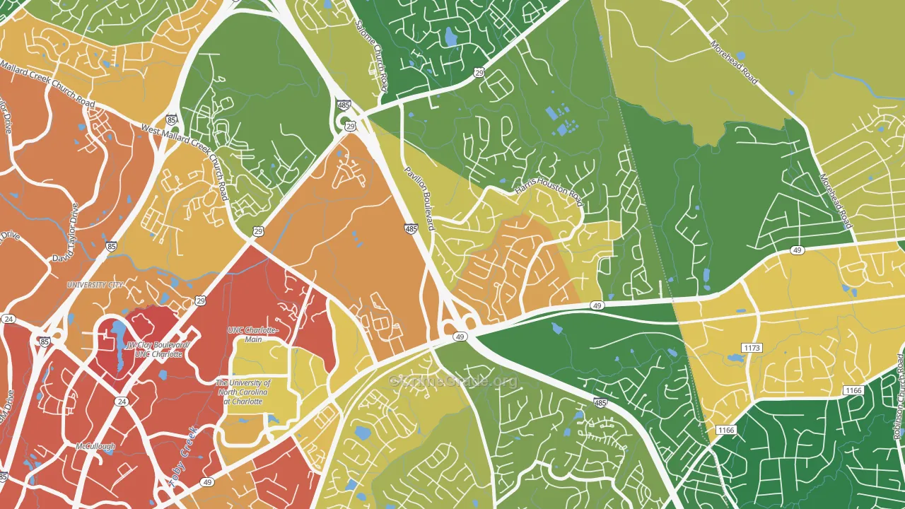 Harris-Houston, Charlotte, NC Map of Robbery Rates