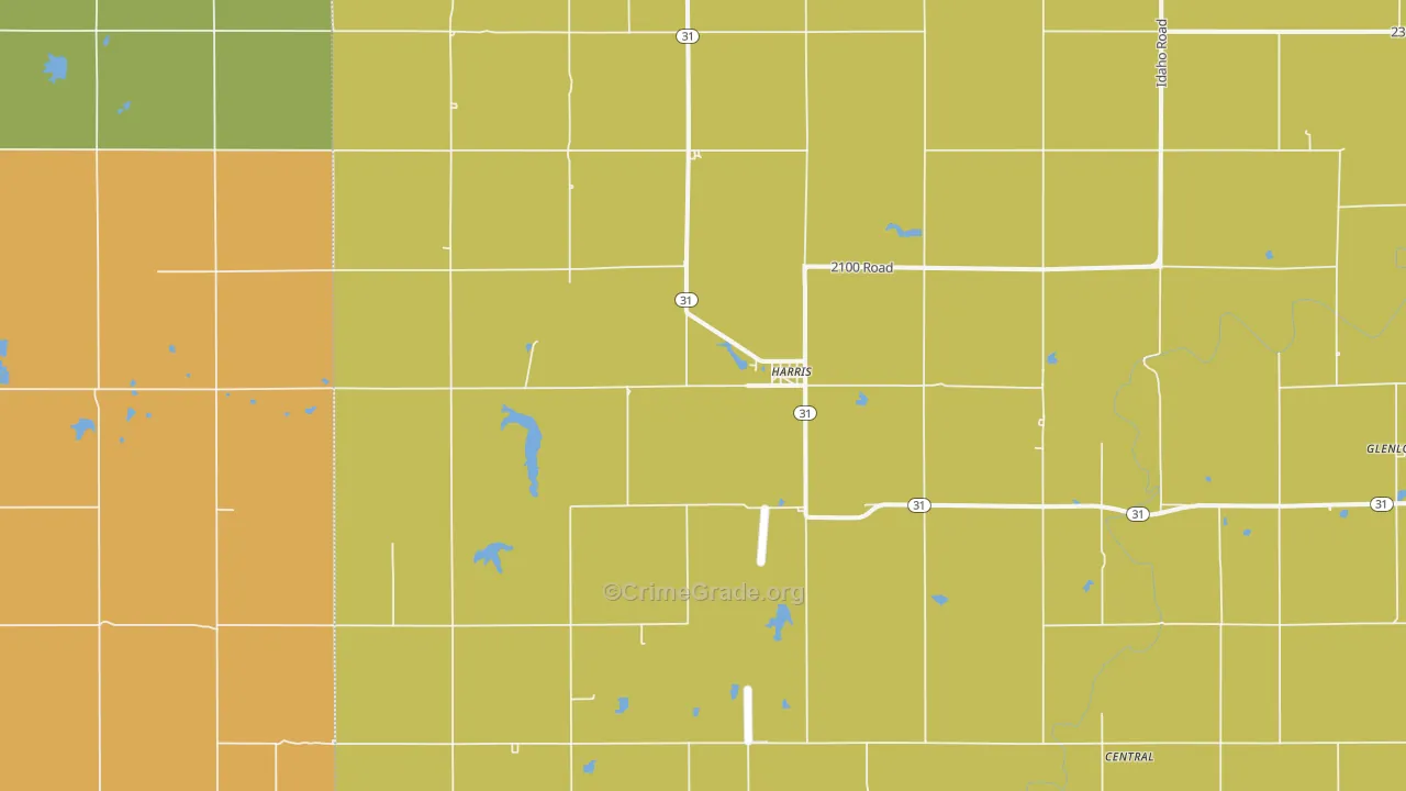 Harris, KS Map of Robbery Rates