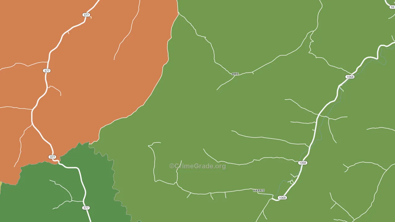 Harris, KY Map of Robbery Rates