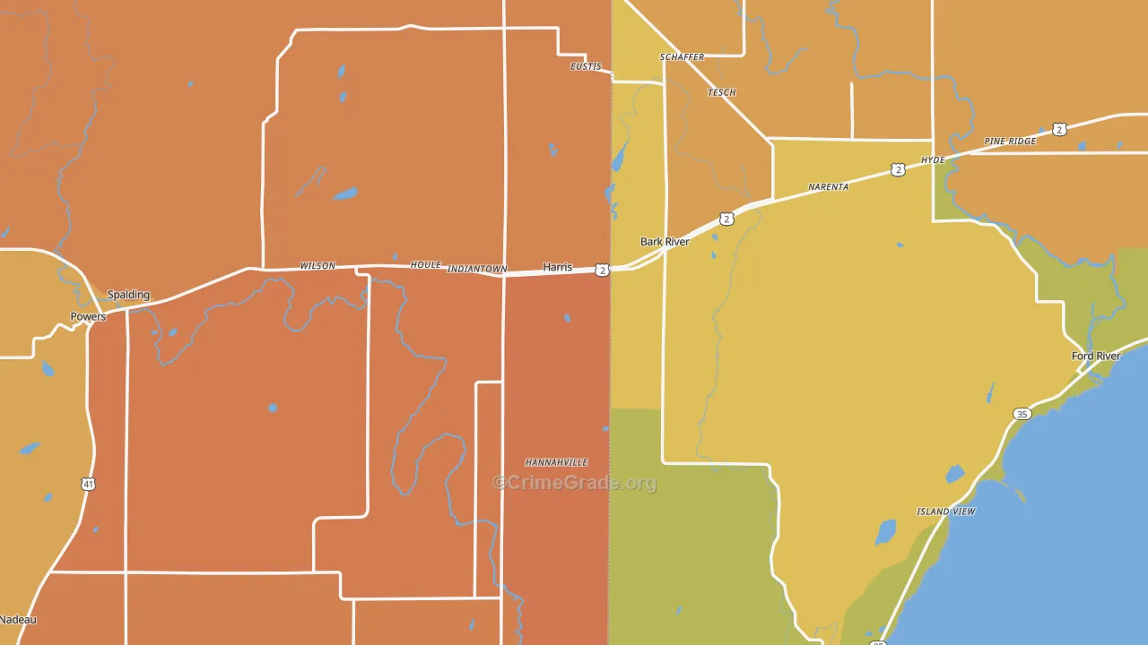 Harris, MI Map of Robbery Rates