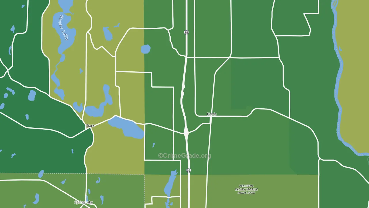 Harris, MN Map of Robbery Rates