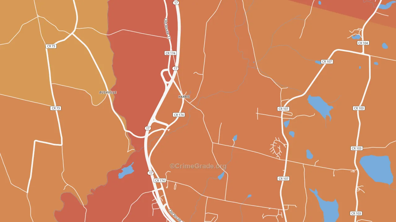Harris, NY Map of Robbery Rates