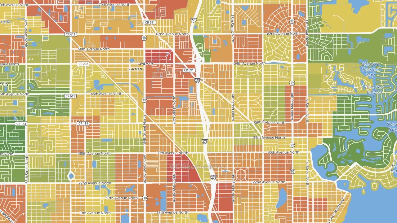 Harris Park, St. Petersburg, FL Map of Robbery Rates