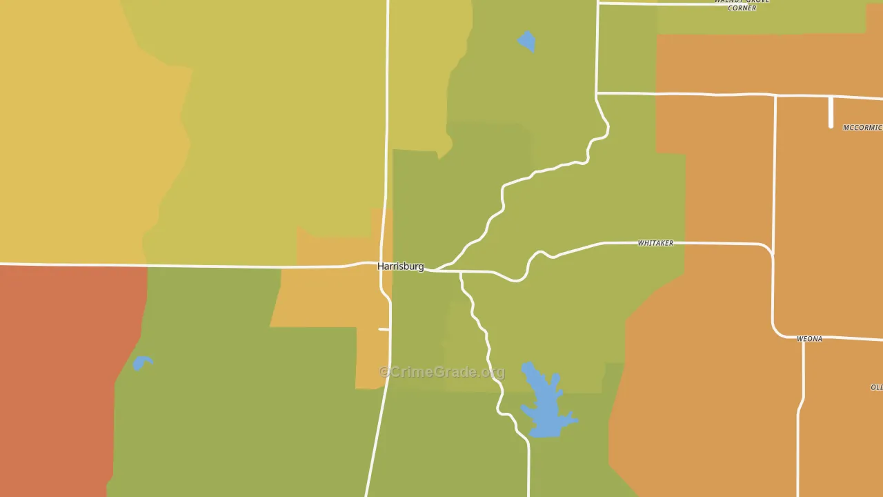 Harrisburg, AR Map of Robbery Rates