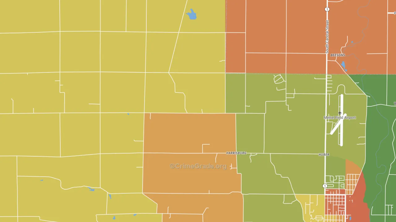 Harrisburg, IN Map of Robbery Rates