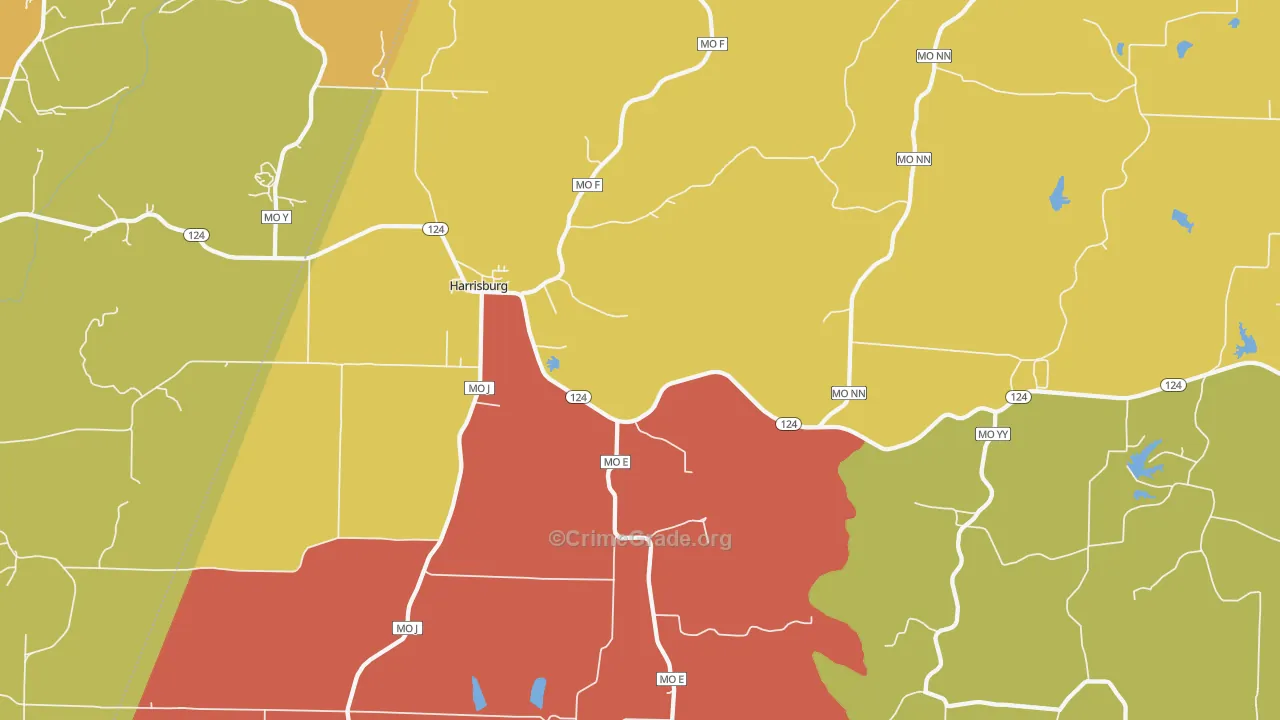 Harrisburg, MO Map of Robbery Rates