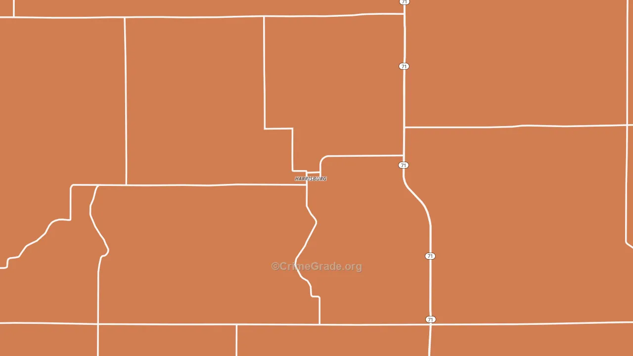 Harrisburg, NE Map of Robbery Rates