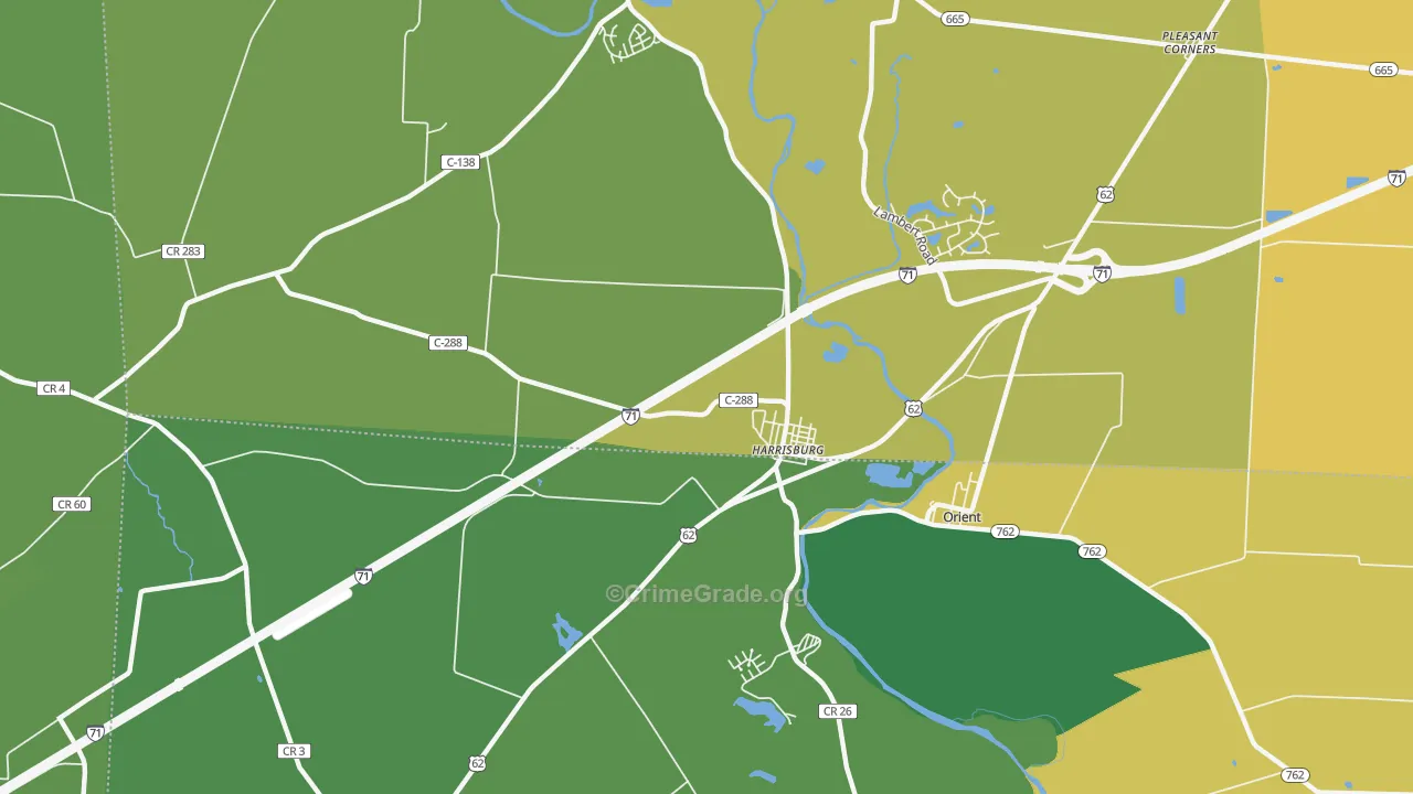 Harrisburg, OH Map of Robbery Rates