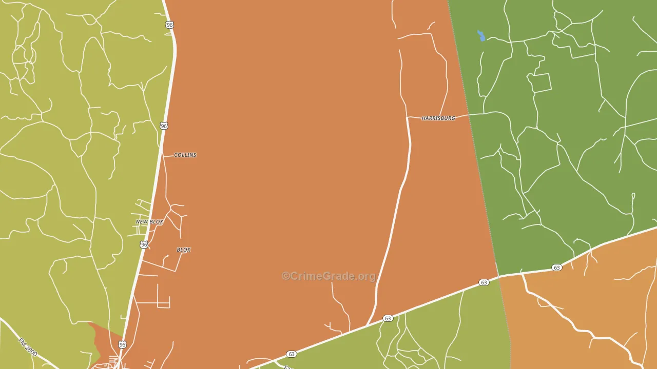 Harrisburg, TX Map of Robbery Rates
