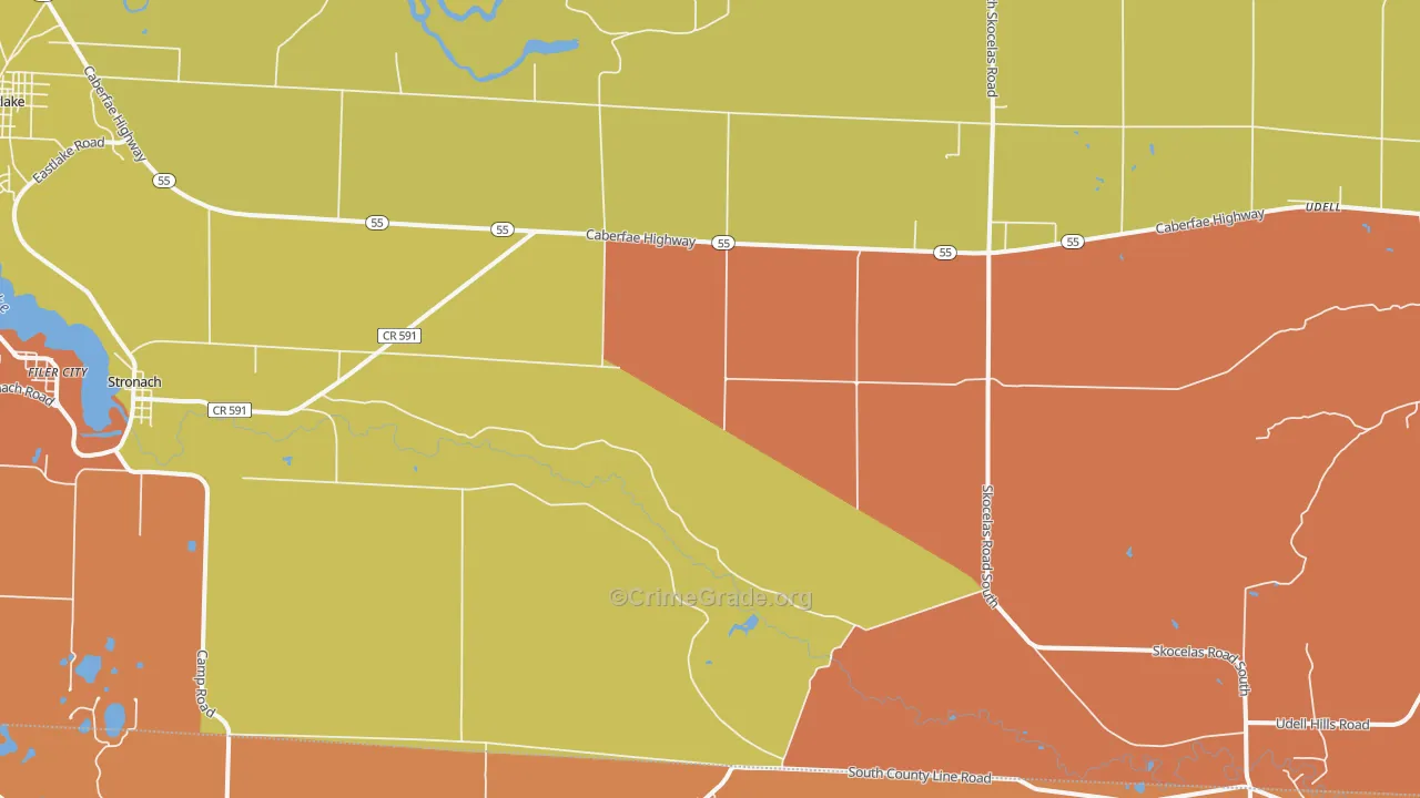Harrison Beach, MI Map of Robbery Rates
