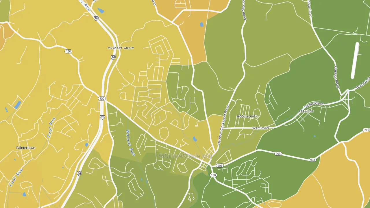 Harrison City, PA Map of Robbery Rates