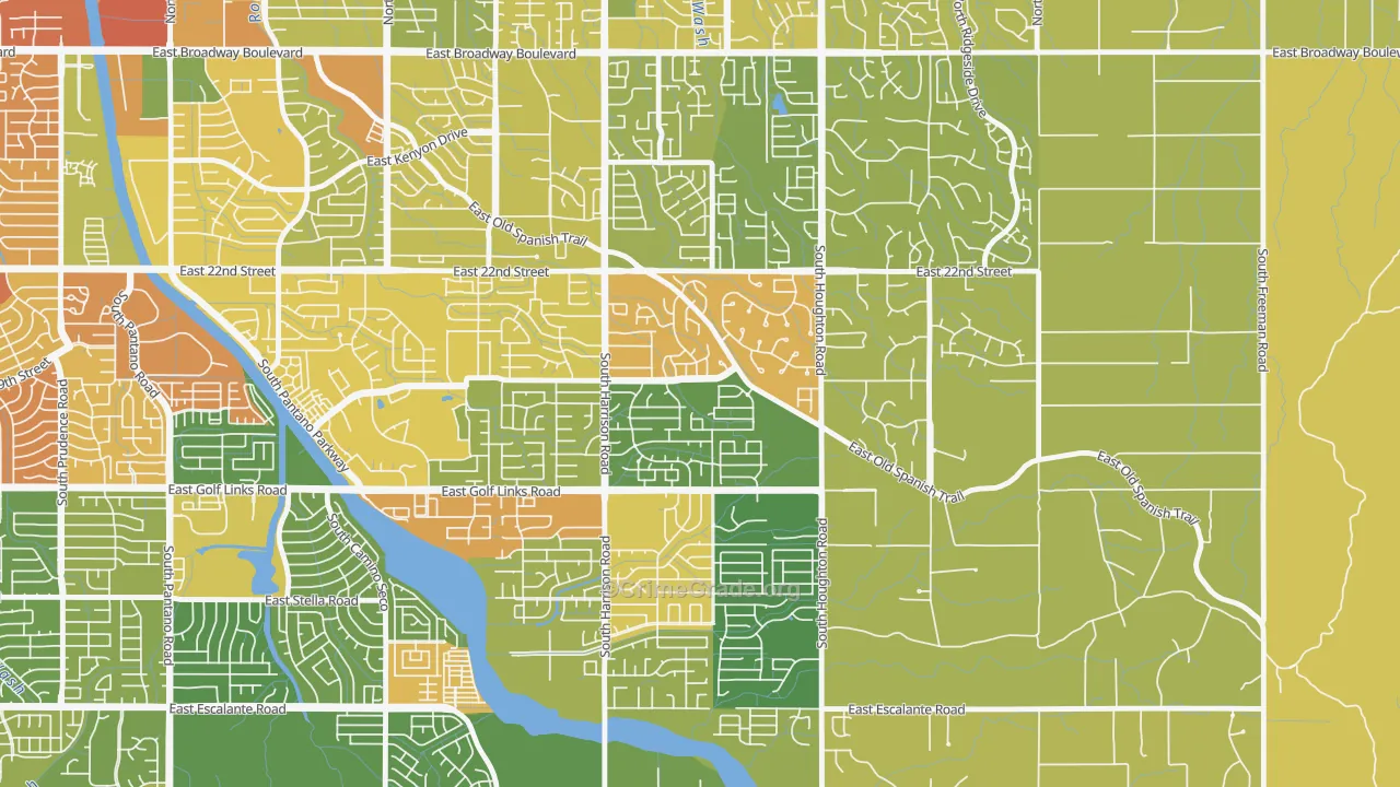 Harrison East-South, Tucson, AZ Map of Robbery Rates